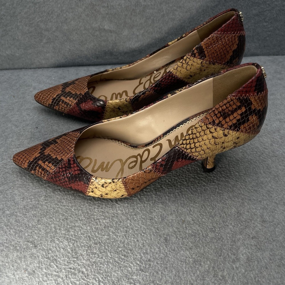 Sam Edelman Hazel Women's 6M Red Nude Snakeskin Pointed Toe Slip On High Heels